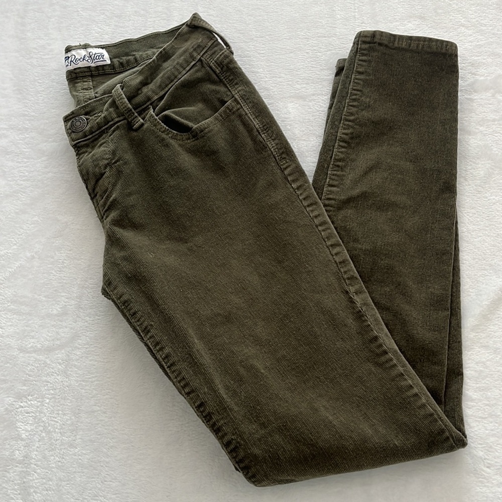 Old Navy The Rockstar 2 Skinny Military Green Olive Corduroy Pants